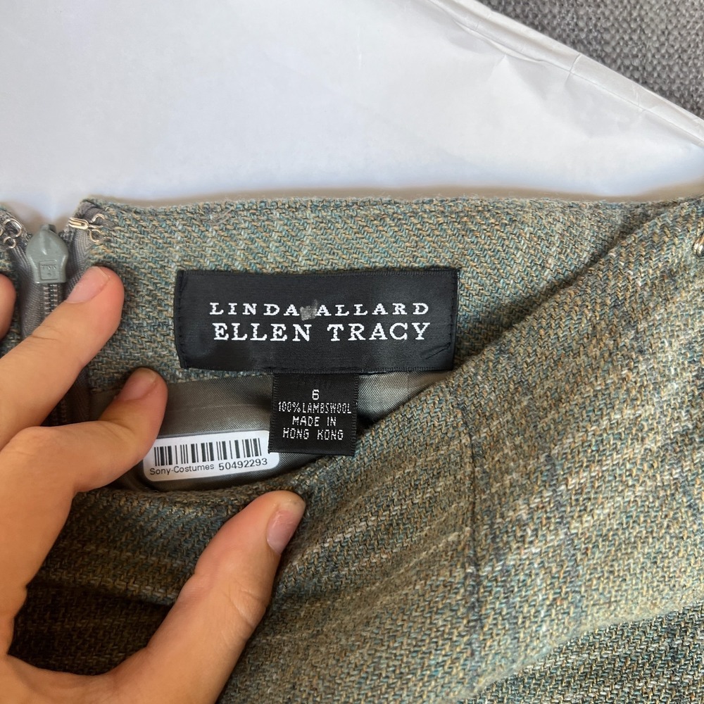 Vtg Linda Allard Ellen Tracy Two-Piece Blazer & Skirt Set Womens 2 Green Plaid - Picture 14 of 15